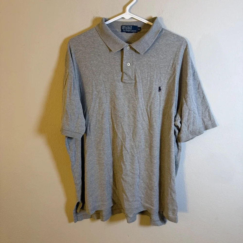 Vintage Polo Ralph Lauren Mens XL Gray Short‎ Sleeve Cotton Polo Shirt Classic